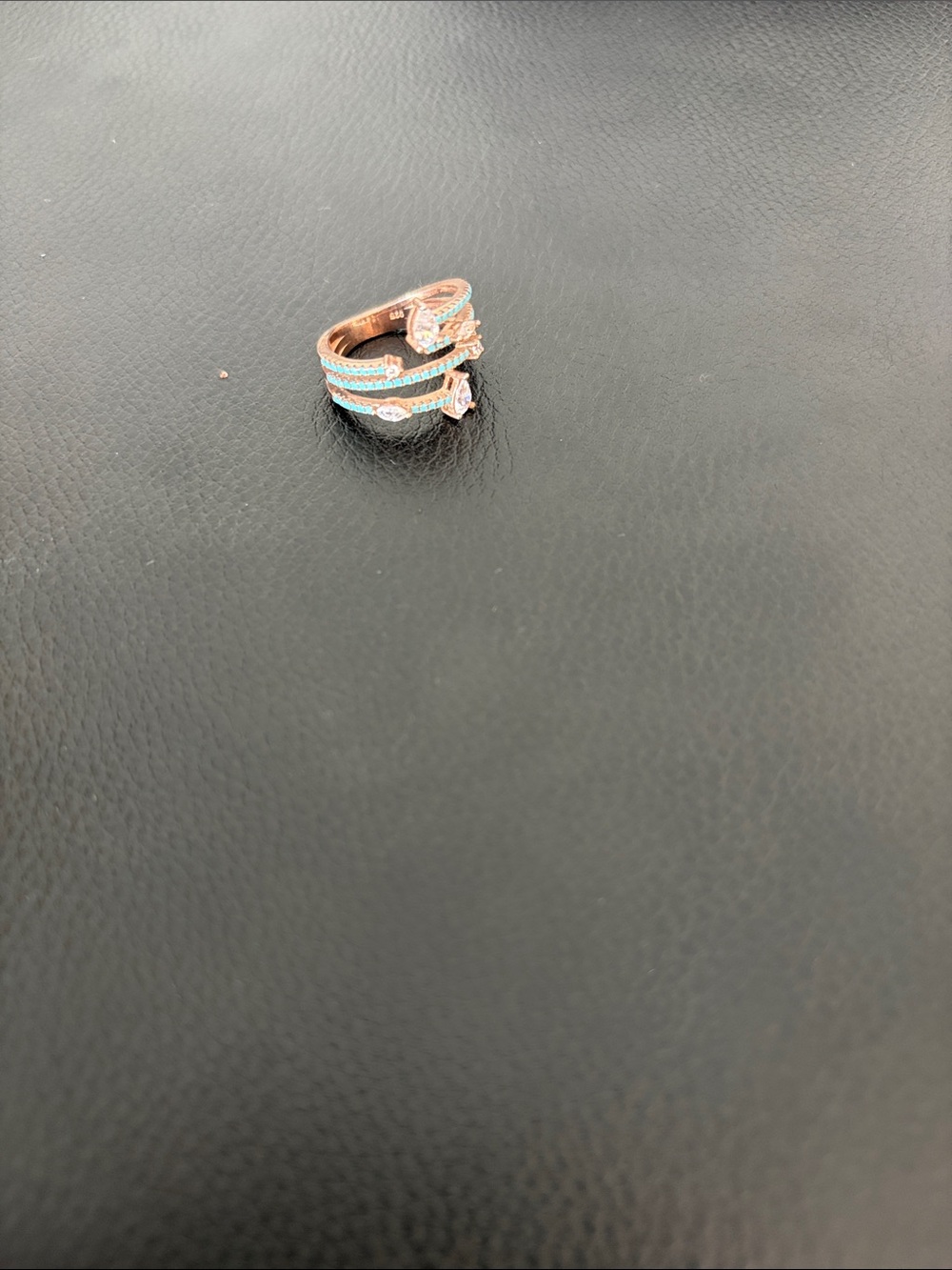 Rose Gold and Turquoise Triple Band Ring - Women's Jewelry